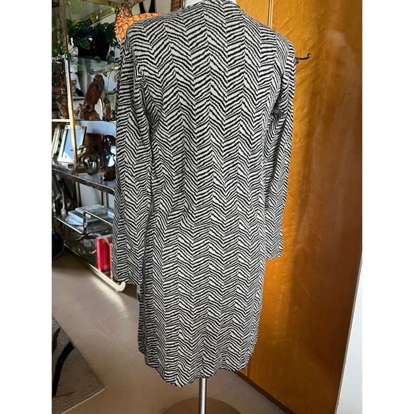 VTG 90s Joan Vass USA Cotton Chevron Sweater Dress Black /Beige Long Sleeve M/L - Picture 2 of 7